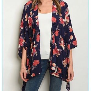 Navy Floral Kimono